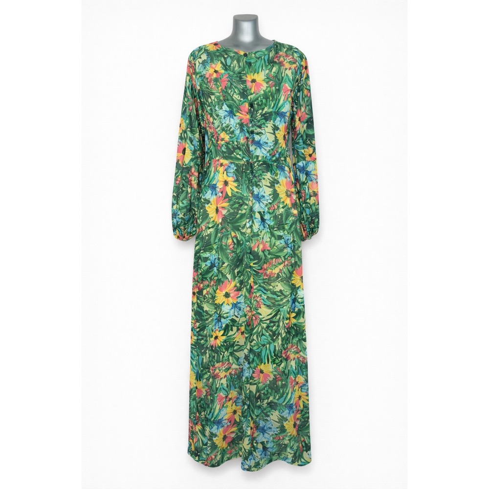 INC International Concepts Tropical Floral Maxi Dress Size 8‎ Long Sleeve - Picture 2 of 3